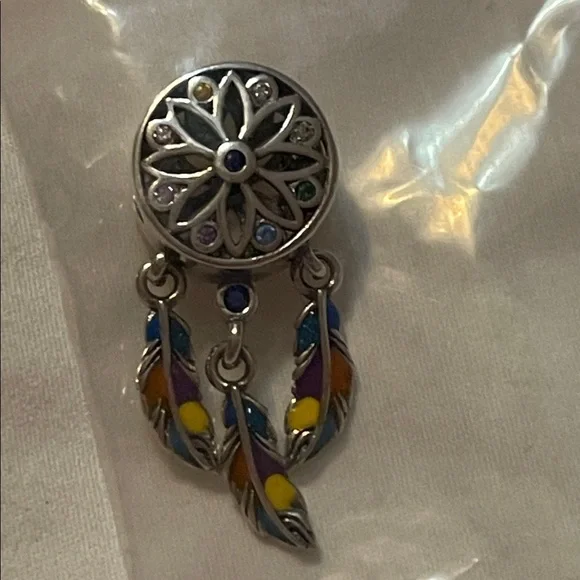Pandora 925 Sterling Silver Dreamcatcher Charm with Multicolor Accents - Picture 7 of 11